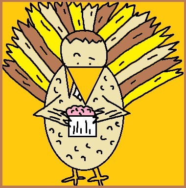 Turkey Eating Cupcake Template